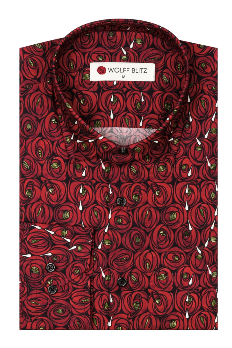 Rose and Teardrops - Rennie Mackintosh Print Long Sleeve Shirts for Men