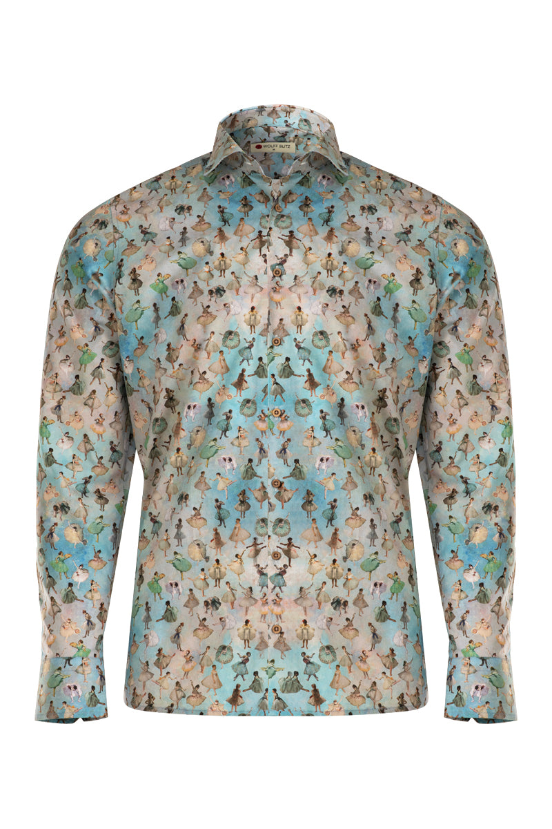 Ballerinas of Edgar Degas Inspired Print Long Sleeve Shirt for Men