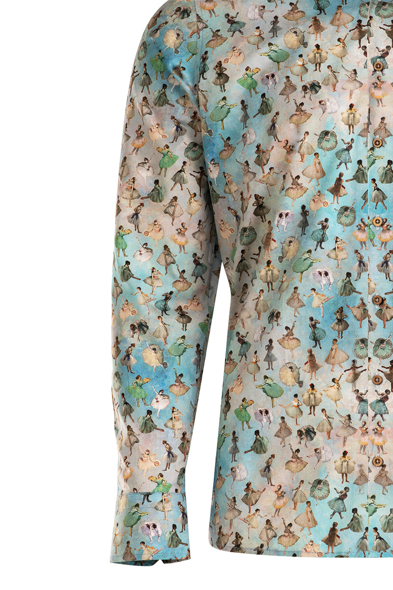 Ballerinas of Edgar Degas Inspired Print Long Sleeve Shirt for Men