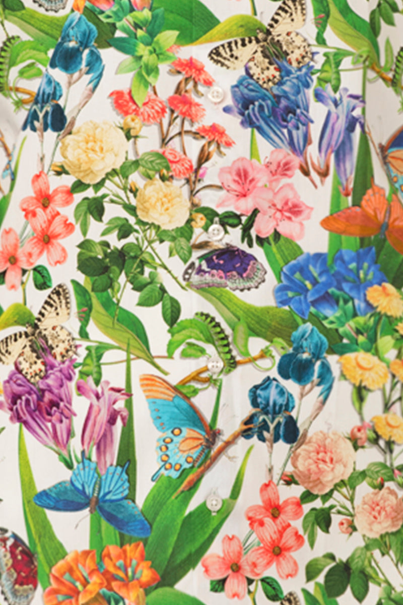 Floral Papillon Print Long Sleeve Shirt for Men