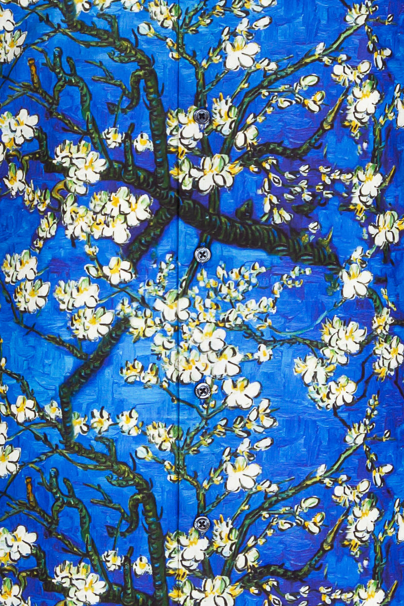 Blue Almond Blossom Short Sleeve Men's Shirt