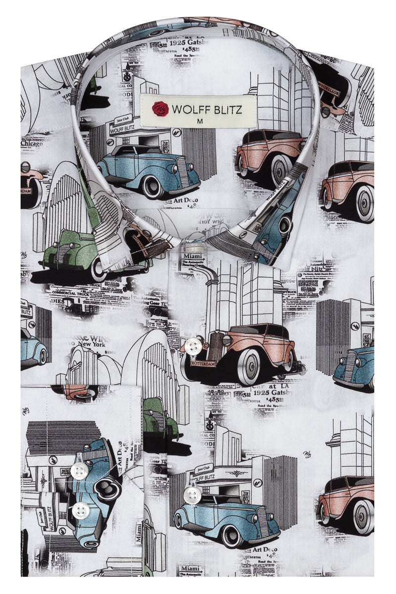 Gatsby's Ride Long Sleeve Print Shirt for Men