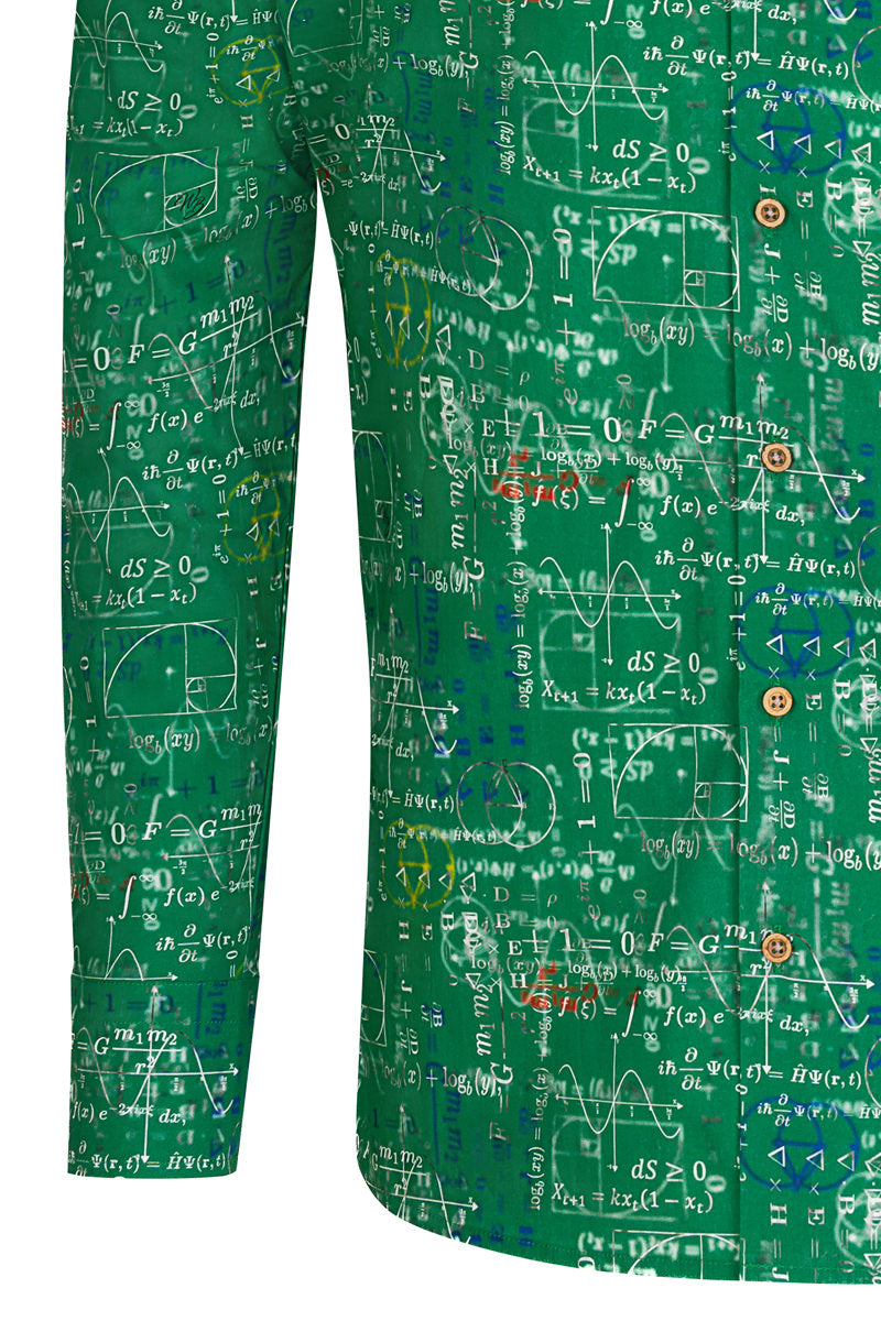 Math Genius Print Long Sleeve Shirt for Men