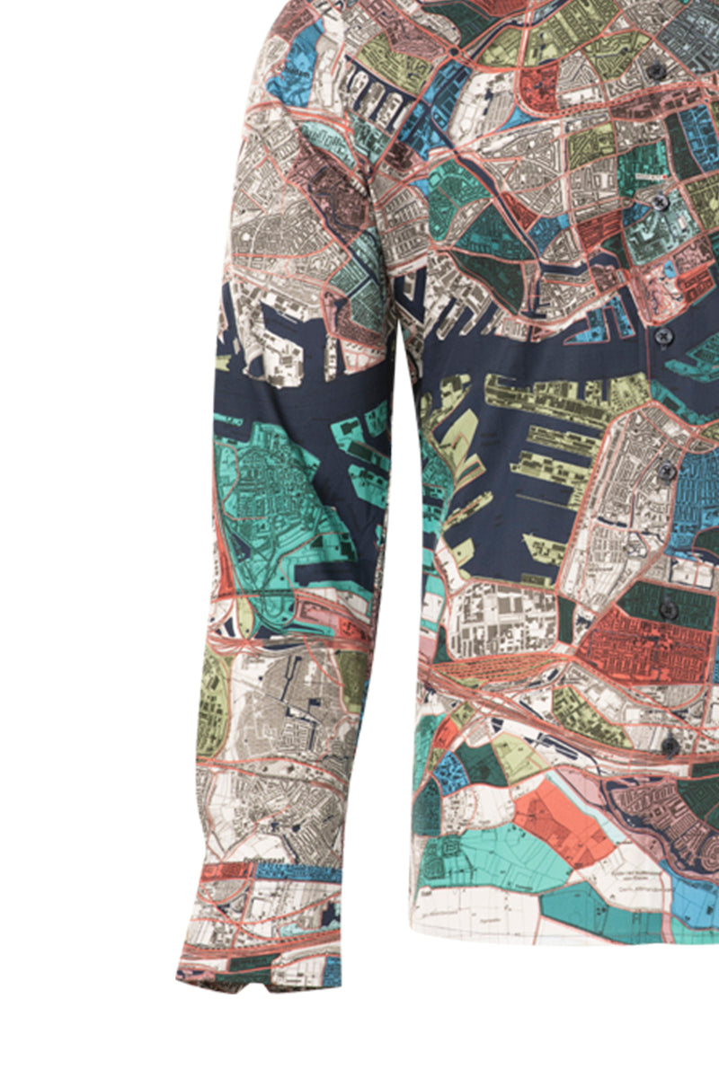 Nieuwe Rotterdam Kaart Lange Mouw Overhemd voor Mannen