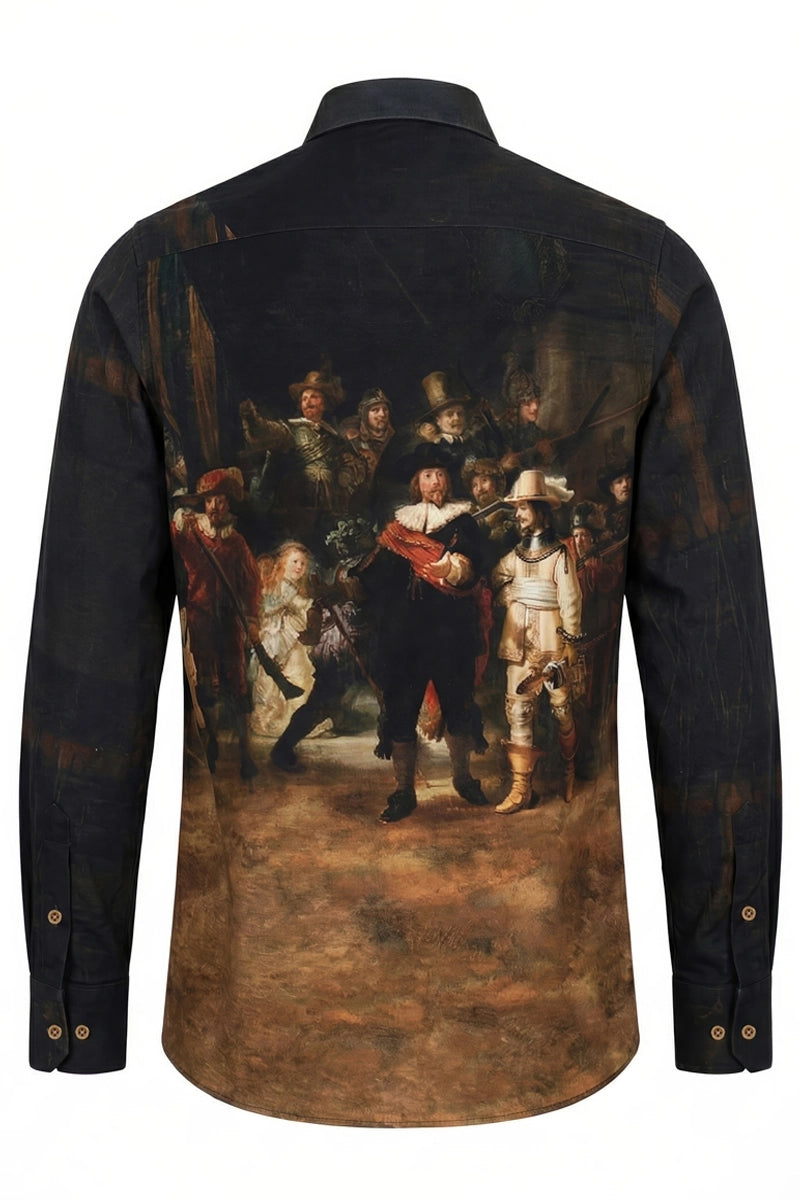 Rembrandt Nachtwacht Lange Mouw Overhemd voor Mannen