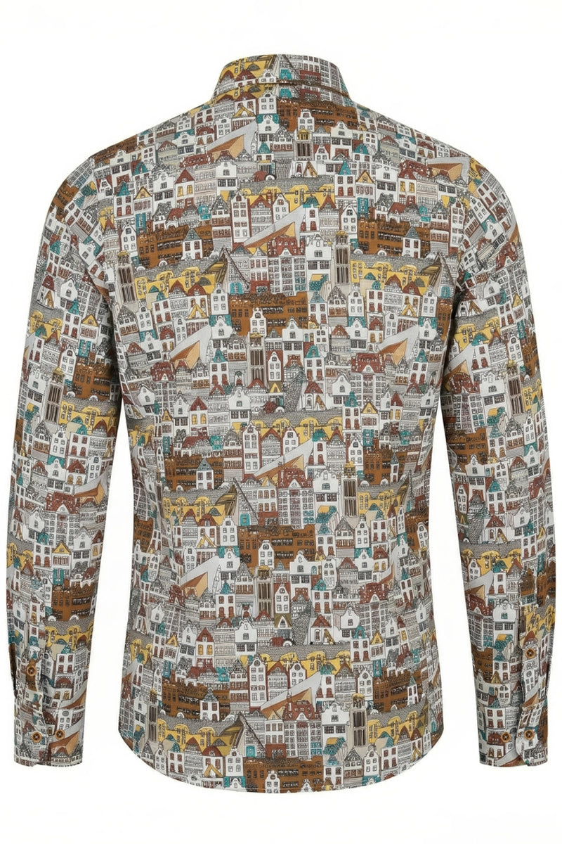 Rotterdamse Huizen Lange Mouw Overhemd voor Mannen