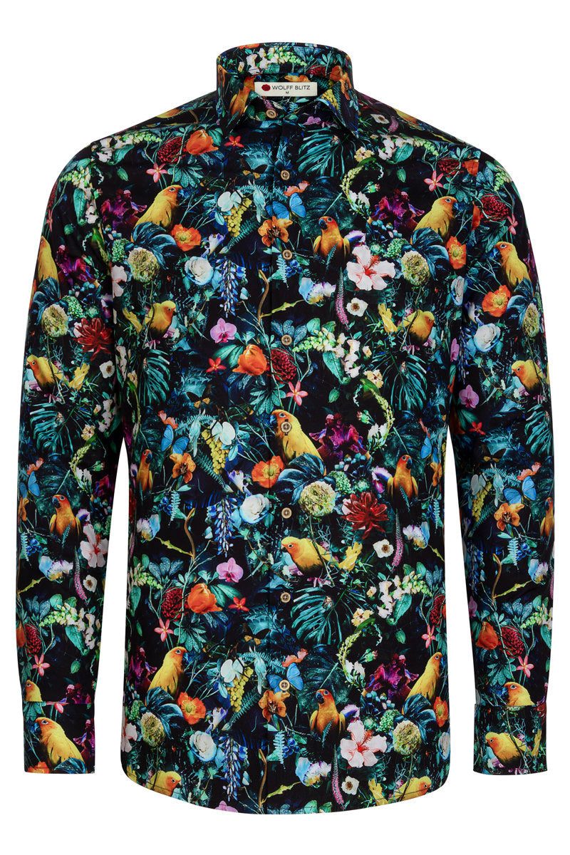 Jesper Krijgsman Floral Graphics Long Sleeve Print Shirt for Men