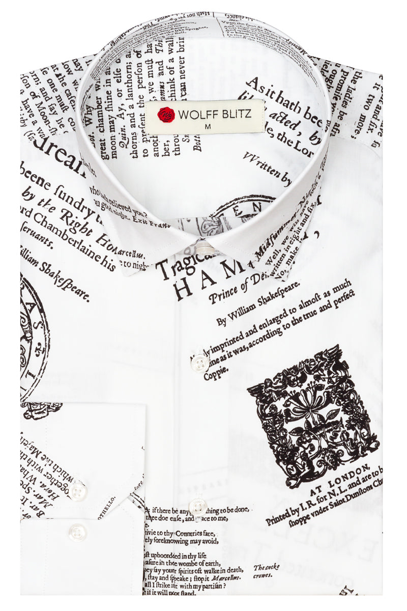 Shakespeare Print Long Sleeve Shirt for Men
