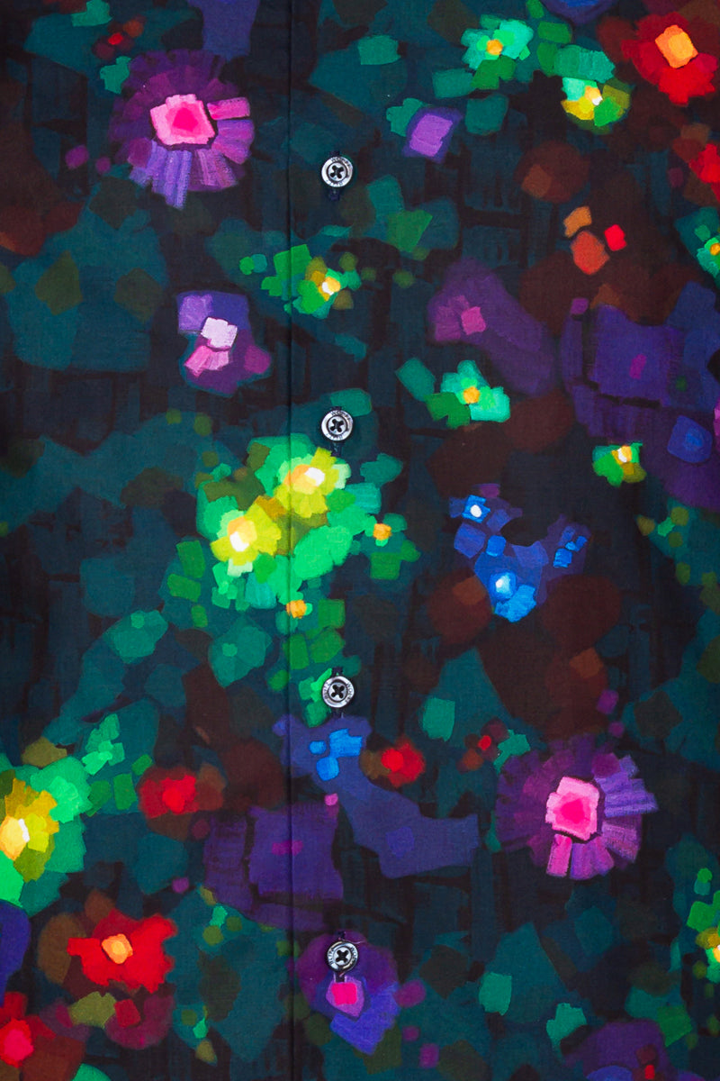 Mosaïc Flowers Printed Long Sleeve Men's Shirt