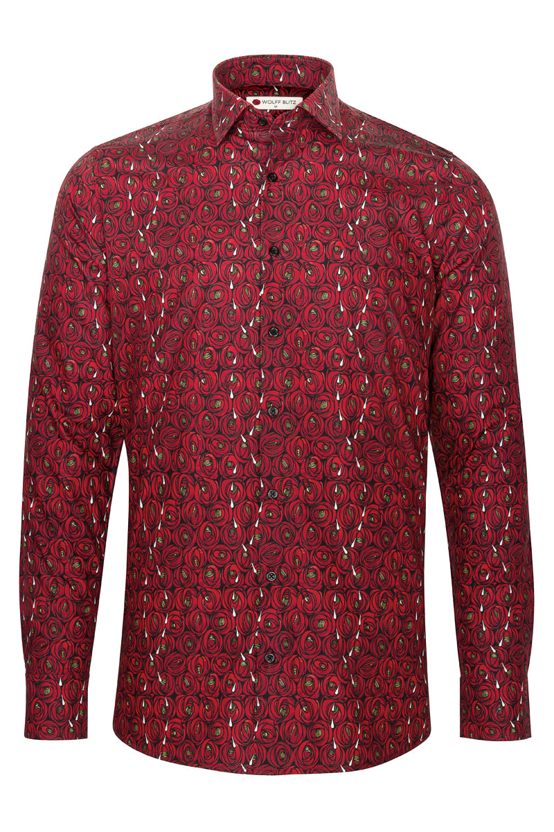 Rose and Teardrops - Rennie Mackintosh Print Long Sleeve Shirts for Men