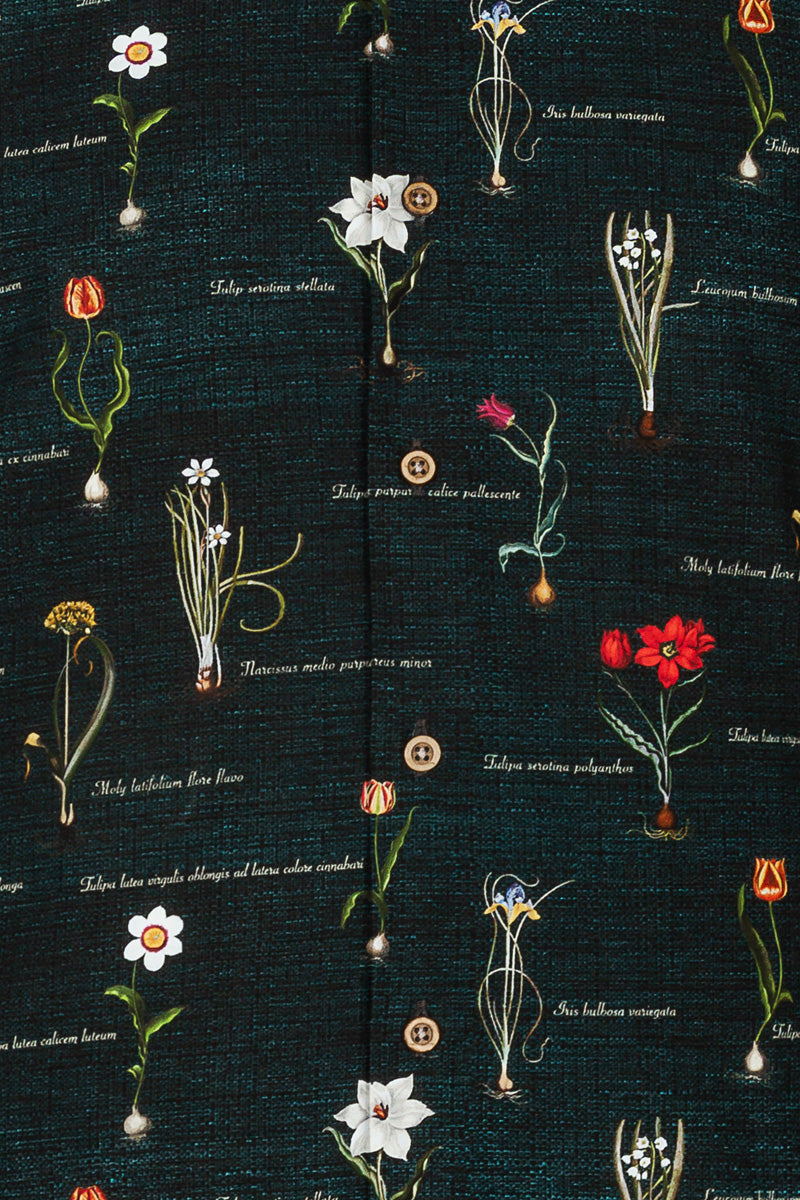 Botanisch schrift geïnspireerd Basilius Besler herenoverhemd met lange mouwen