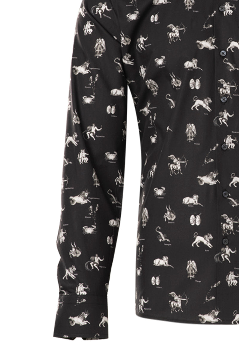 Zodiac Print Long Sleeve Shirt for Men