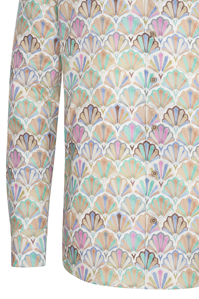 Art Deco Colour Palette Long Sleeve Print Shirt for Men