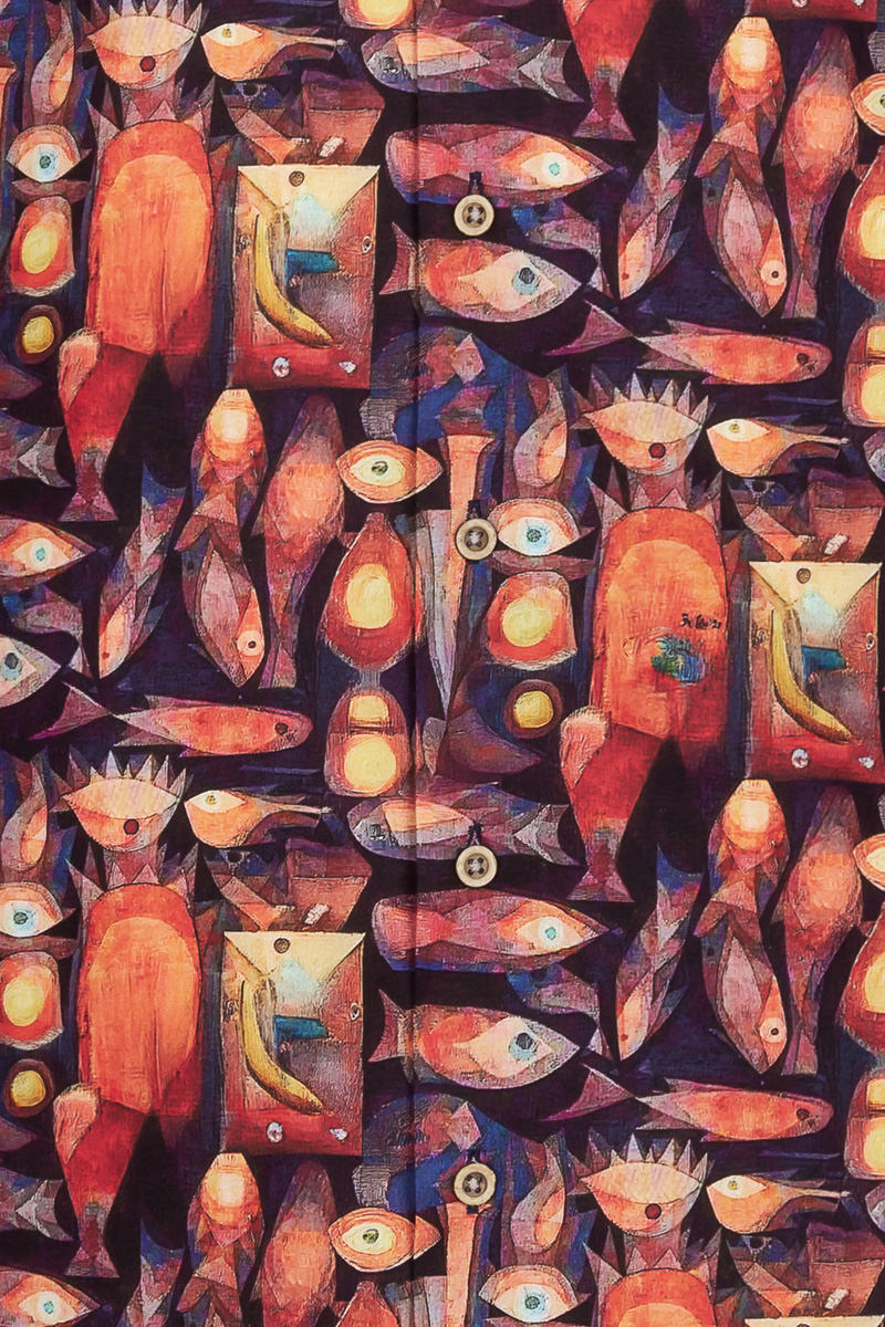 Magic Fish Paul Klee Print Long Sleeve Shirt for Men