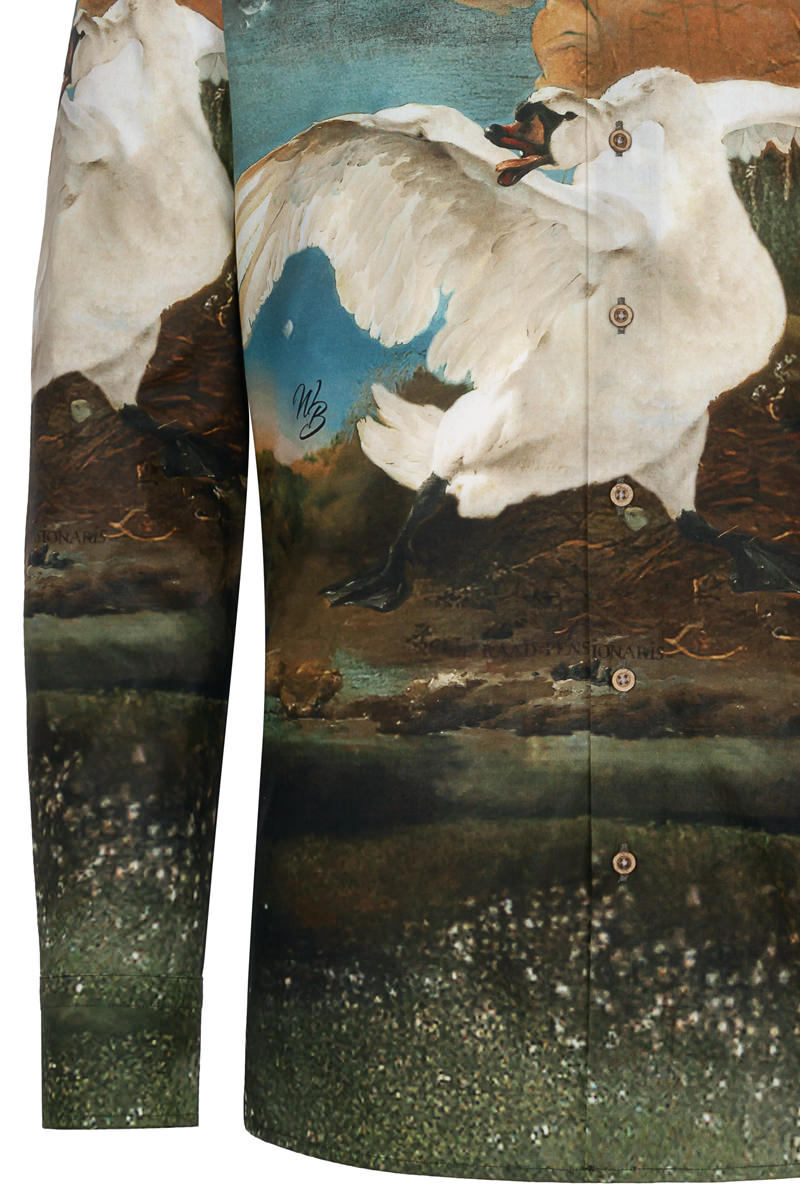 The Threatened Swan Print Long Sleeve Shirt for Men