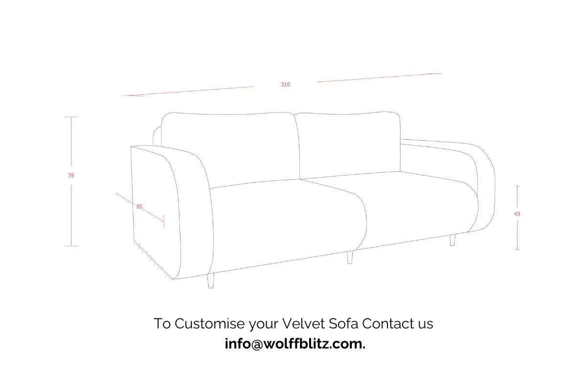 Smoked gray colour velvet sofa