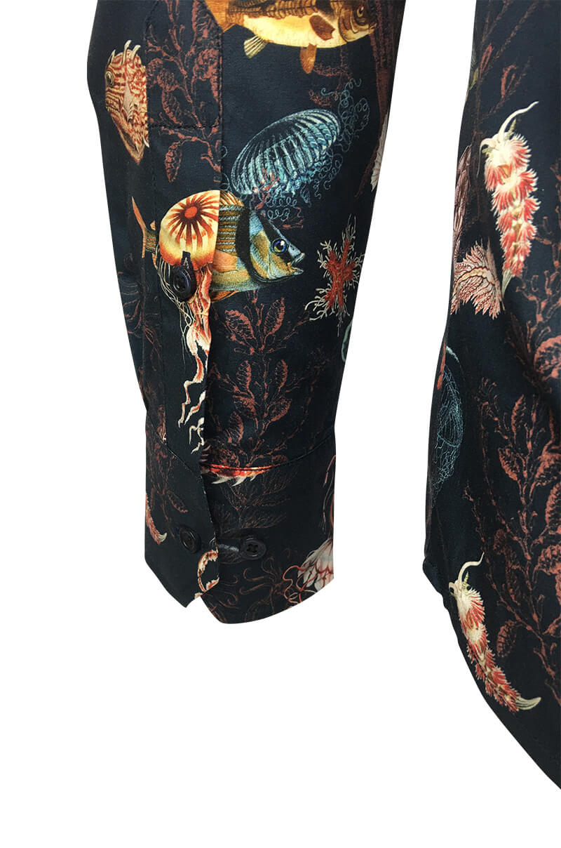 Blauw Oceanium Lange Mouw Overhemd voor Mannen