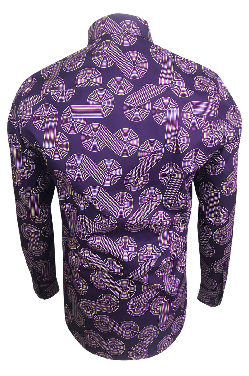 Boogie Nights Purple Printed Long Sleeve Men's Shirt