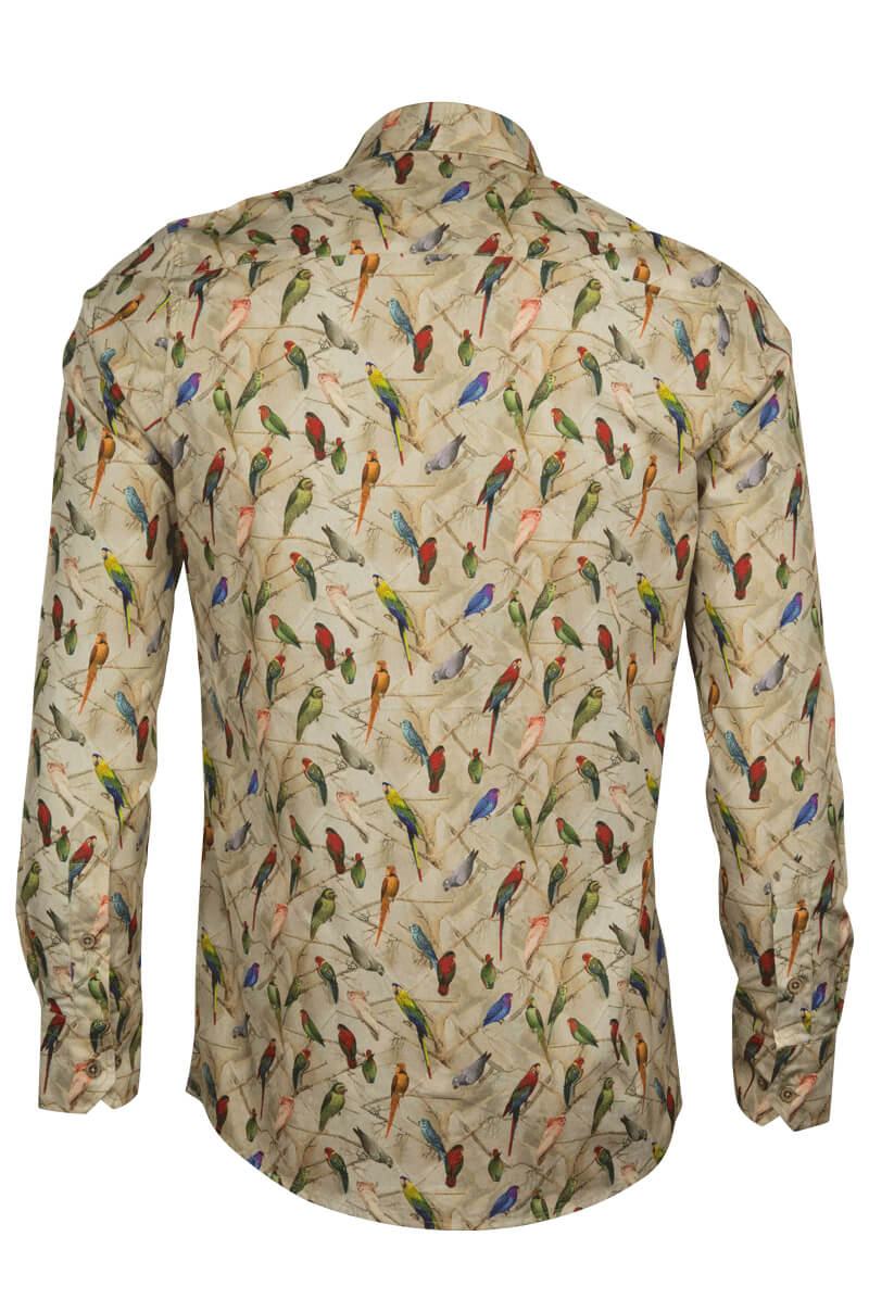 Parakeets & Parrots Printed Long Sleeve Men's Shirt