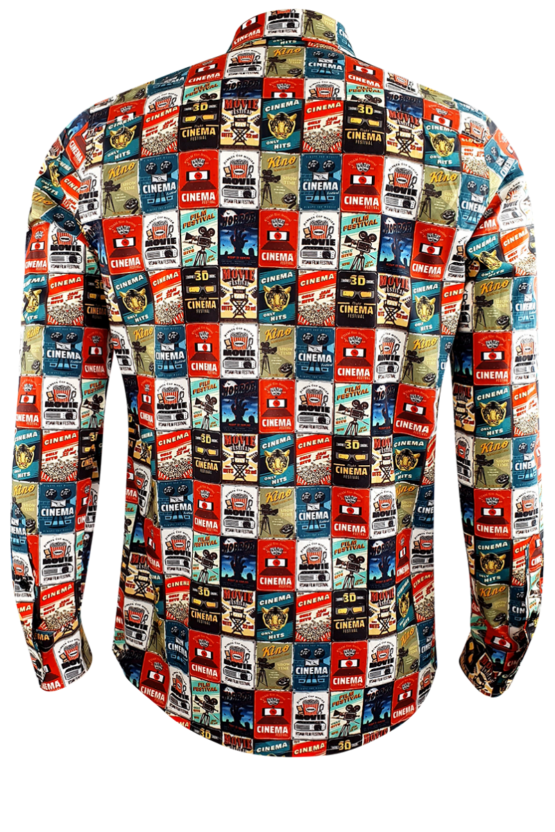Retro Film Printed Long Sleeve Men's Shirt