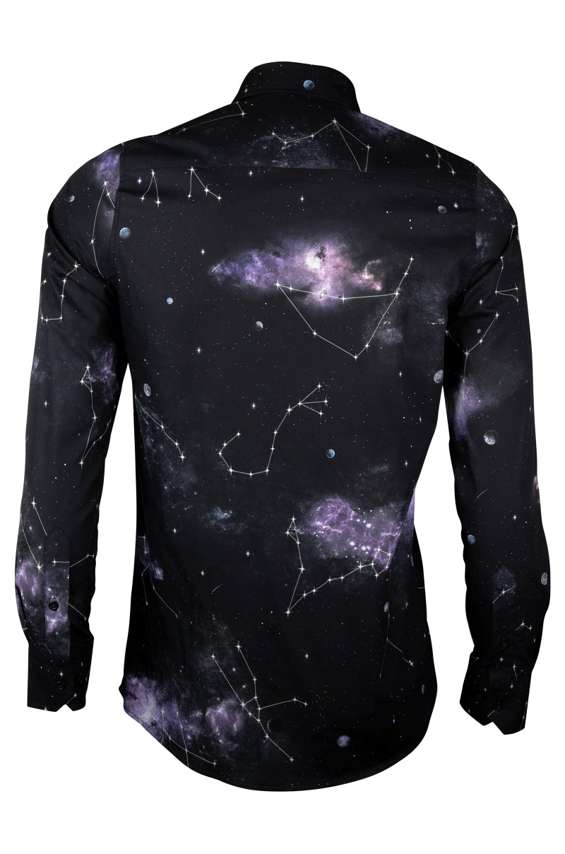 Stars Printed Long Sleeve Men's Shirt