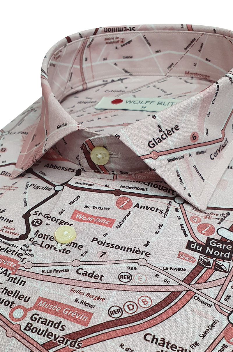 Parijs kaart Lange Mouw Overhemd voor Mannen