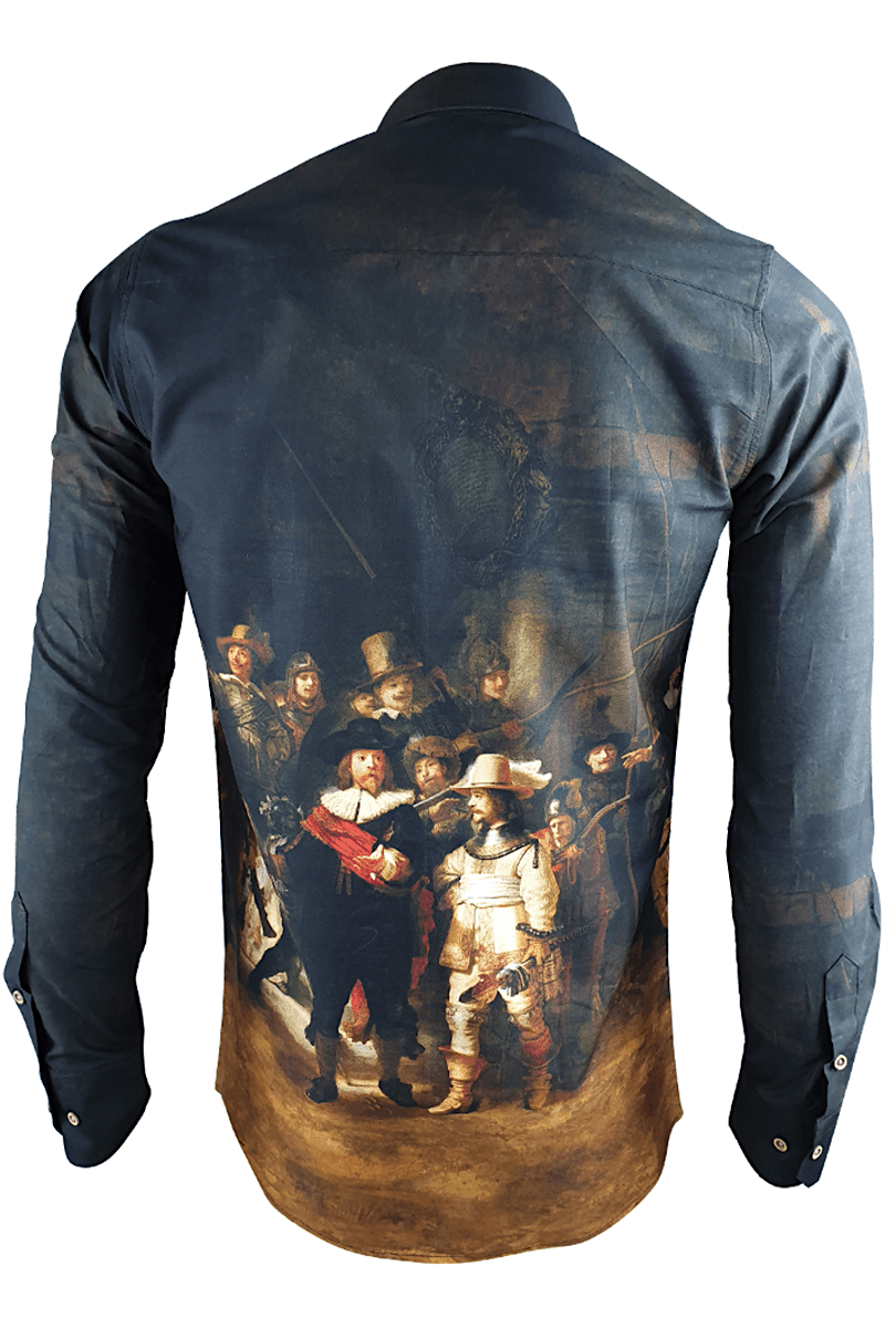 Rembrandt Night Watch Printed Long Sleeve Men's Shirt