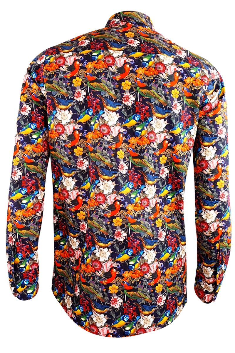 Summer Birds Printed Long Sleeve Men's Shirt