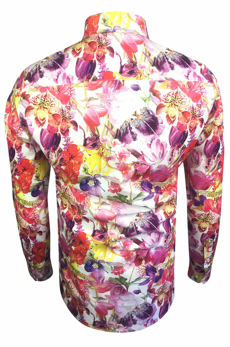 Tulips Garden Printed Long Sleeve Men's Shirt