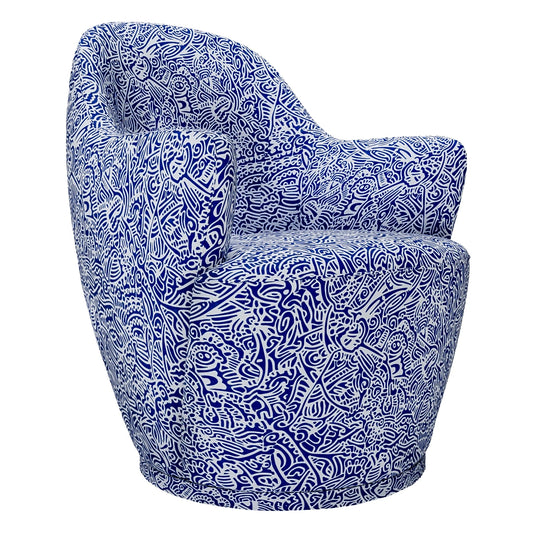 Blue Rhythms Hug Swivel Armchair