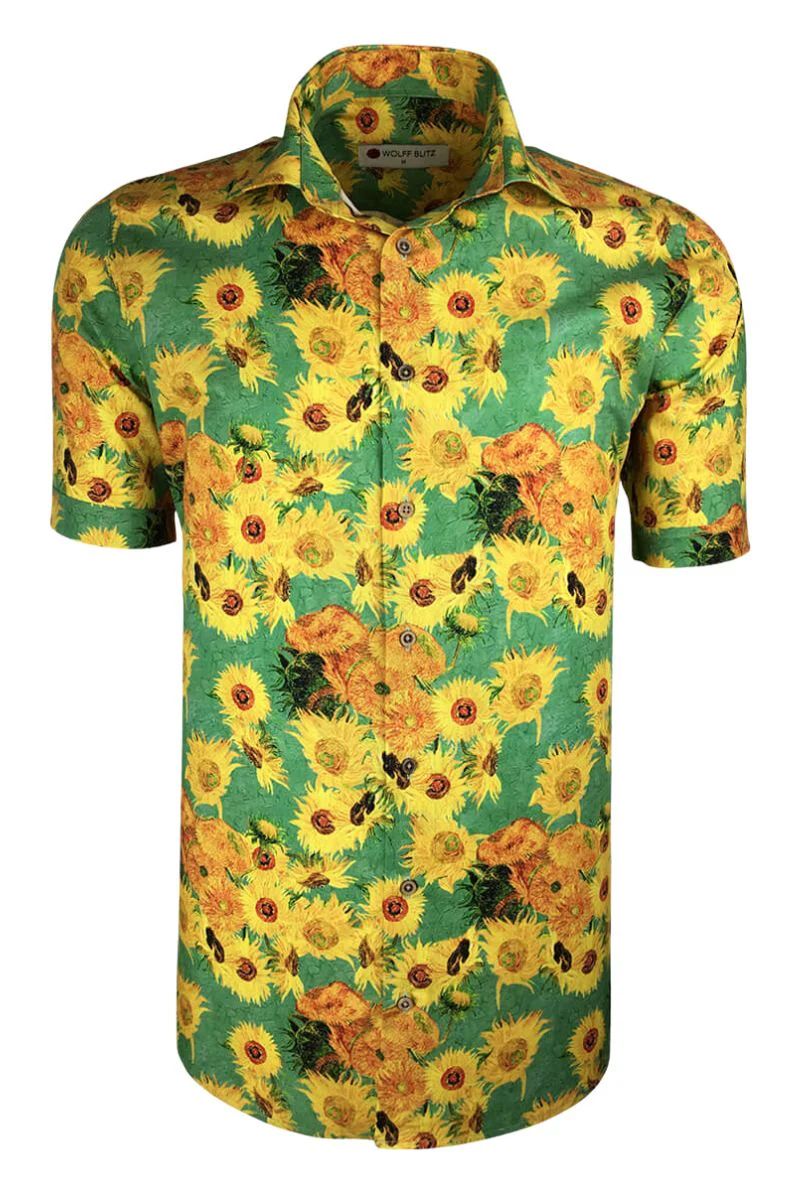 Sunflower Van Gogh Short Sleeve Men's Shirt