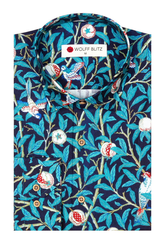 Bird and Pomegranate - William Morris Long Sleeve Shirts for Men