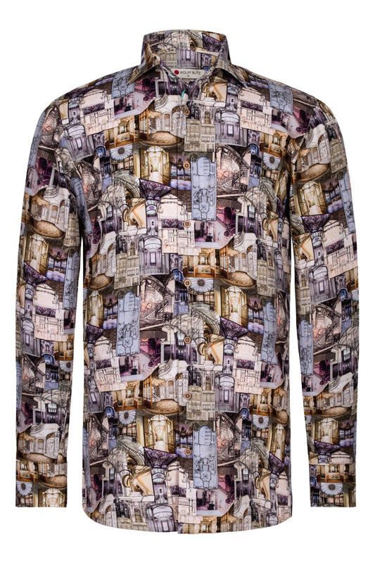 Victor Horta's Architecture inspired Long Sleeve Men's Shirt