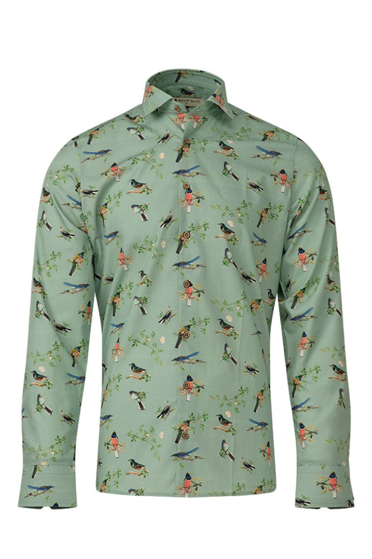 Early Birds Print Long Sleeve Shirt for Men
