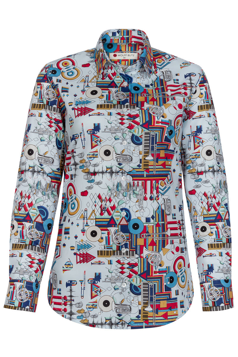 Abstract Trumpets Long Sleeve Shirt for Women