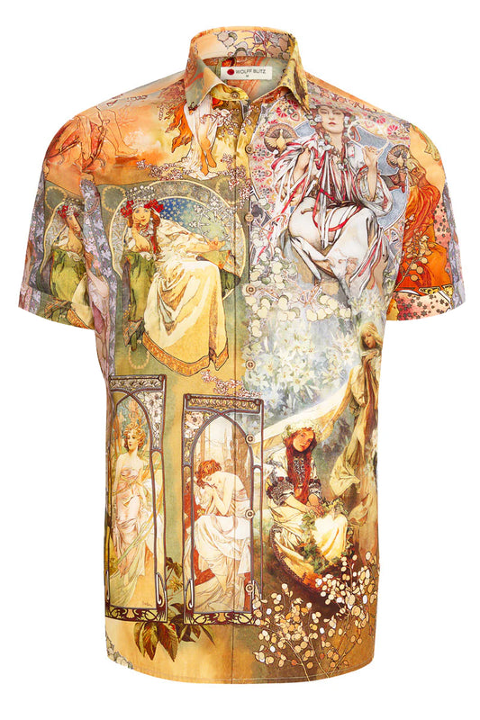 Alphonse Mucha Short Sleeve Men's Shirt
