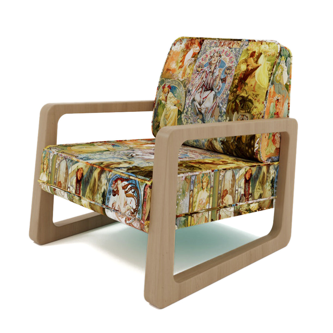 Alphonse Mucha Houten Fauteuil