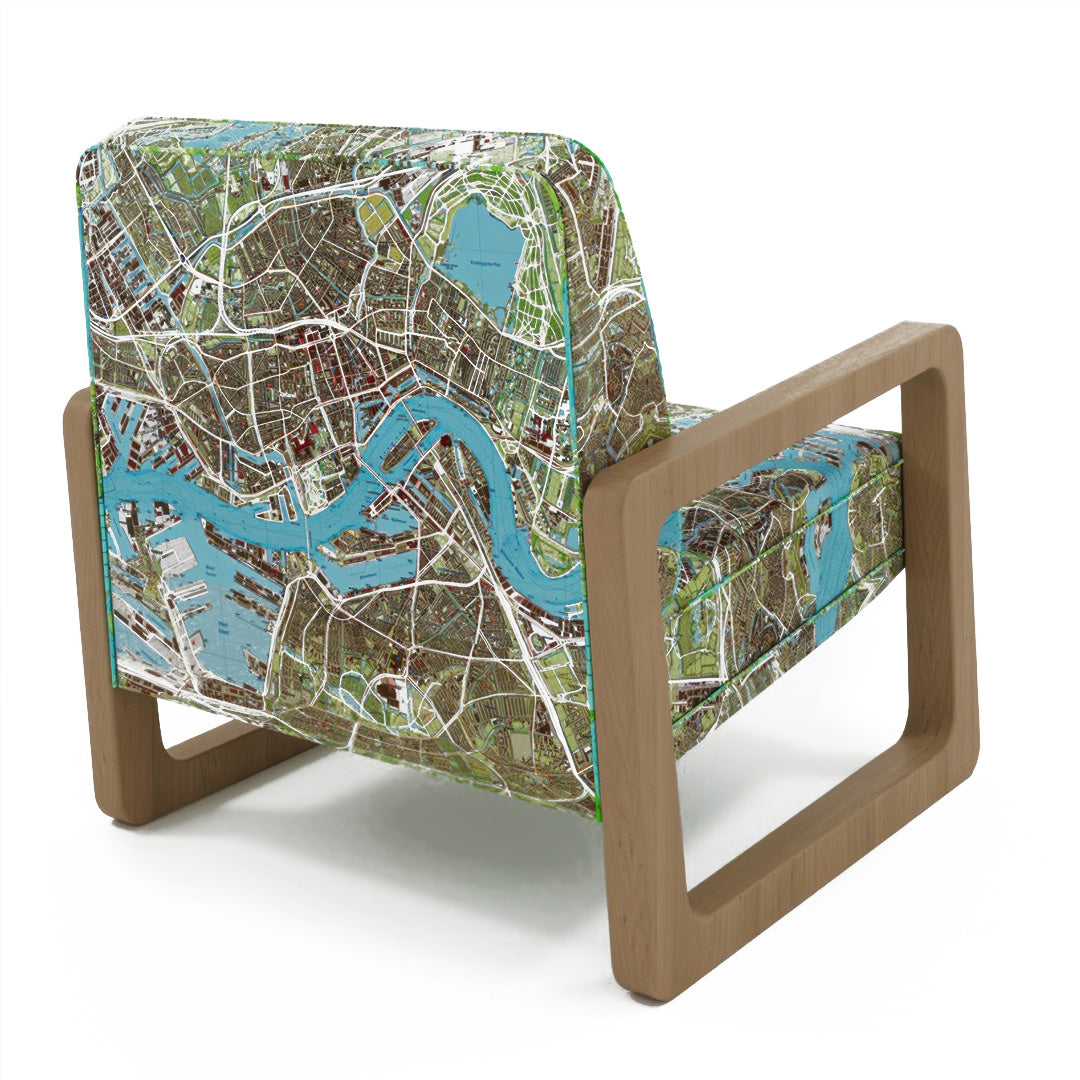 Rotterdam Map Wooden Armchair