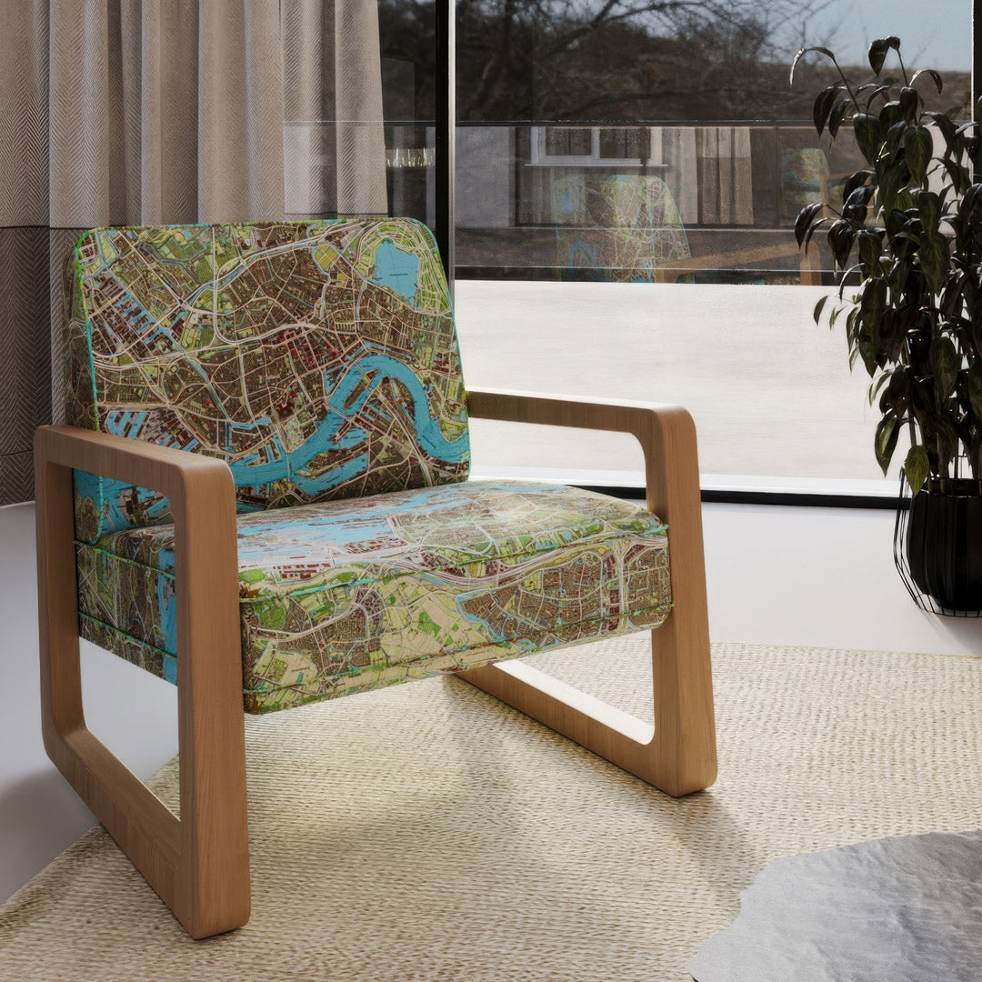 Rotterdam Map Wooden Armchair