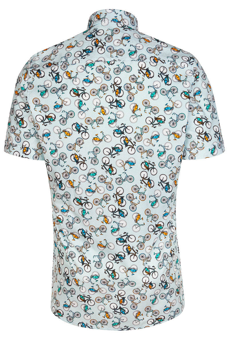 Light Blue Bikes Short Sleeve Men's Shirt