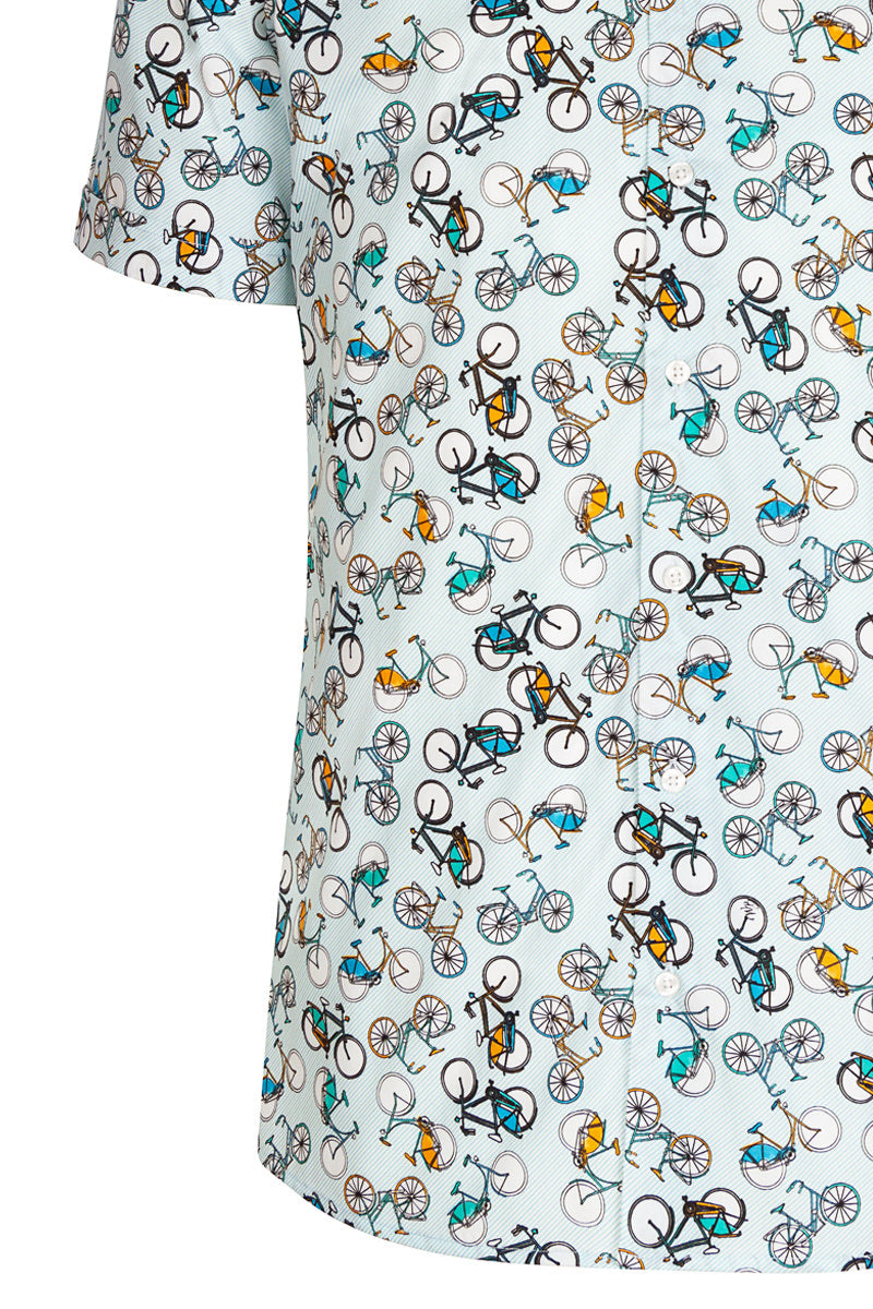 Light Blue Bikes Short Sleeve Men's Shirt