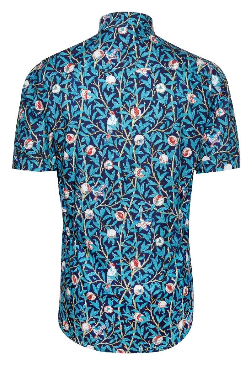 Bird and Pomegranate - William Morris Print Short Sleeve Print Shirt for Men
