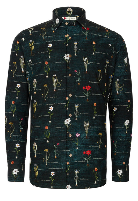 Botanical Script Inspired Basilius Besler Long Sleeve Men's Shirt