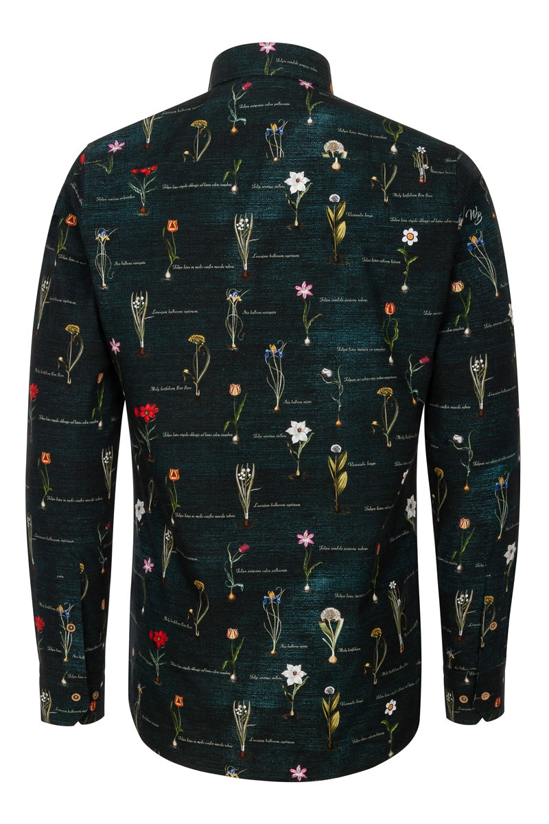 Botanisch schrift geïnspireerd Basilius Besler herenoverhemd met lange mouwen