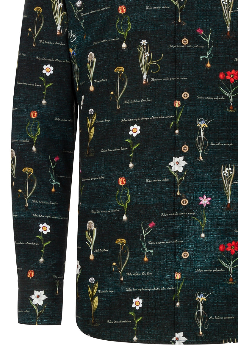 Botanisch schrift geïnspireerd Basilius Besler herenoverhemd met lange mouwen