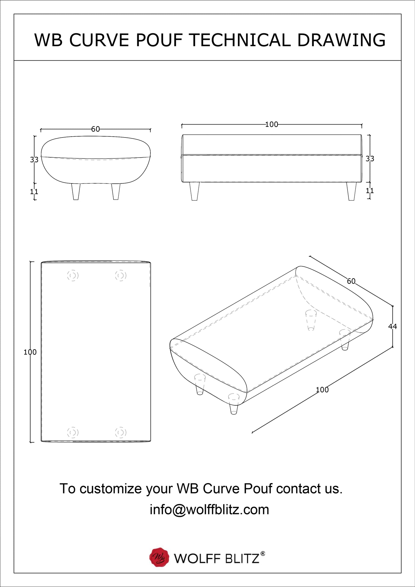 Blauw Abstracte WB poef