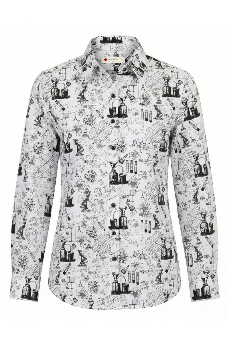 Chemistry Experiments inspired Long Sleeve Shirt for Women
