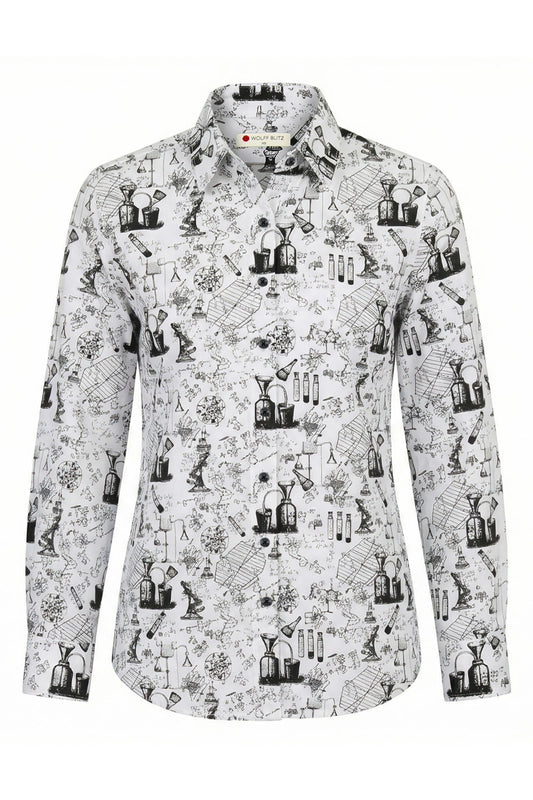 Chemistry Experiments inspired Long Sleeve Shirt for Women