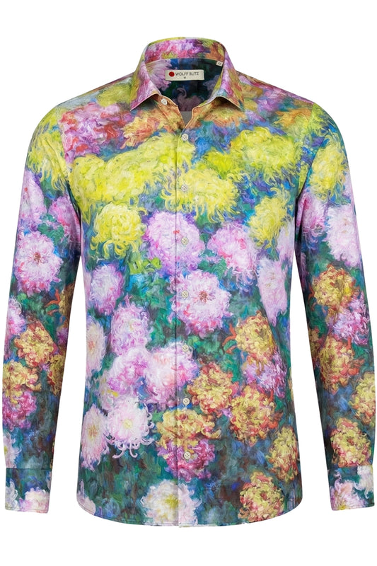 Chrysanthemums Monét Langarm Herrenhemd