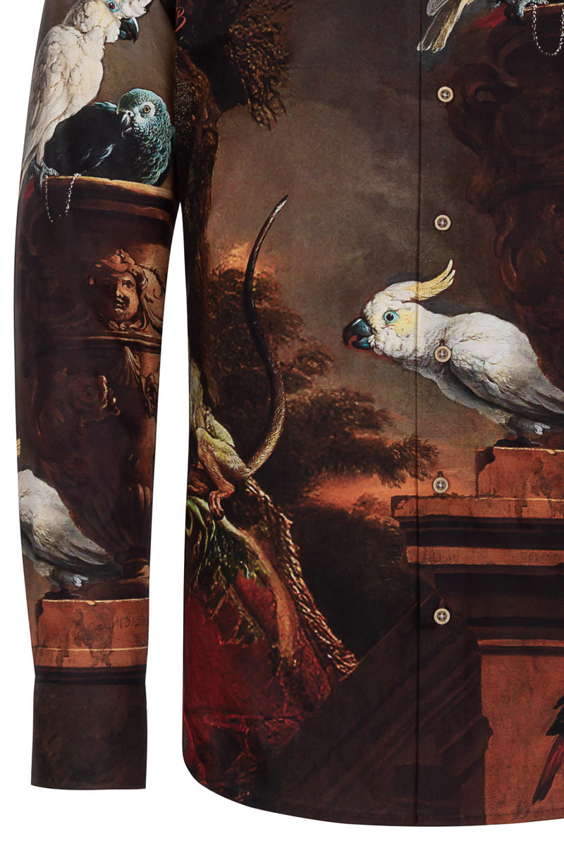 De Menagerie by Melchior d'Hondecoeter Print Long Sleeve Shirt for Men